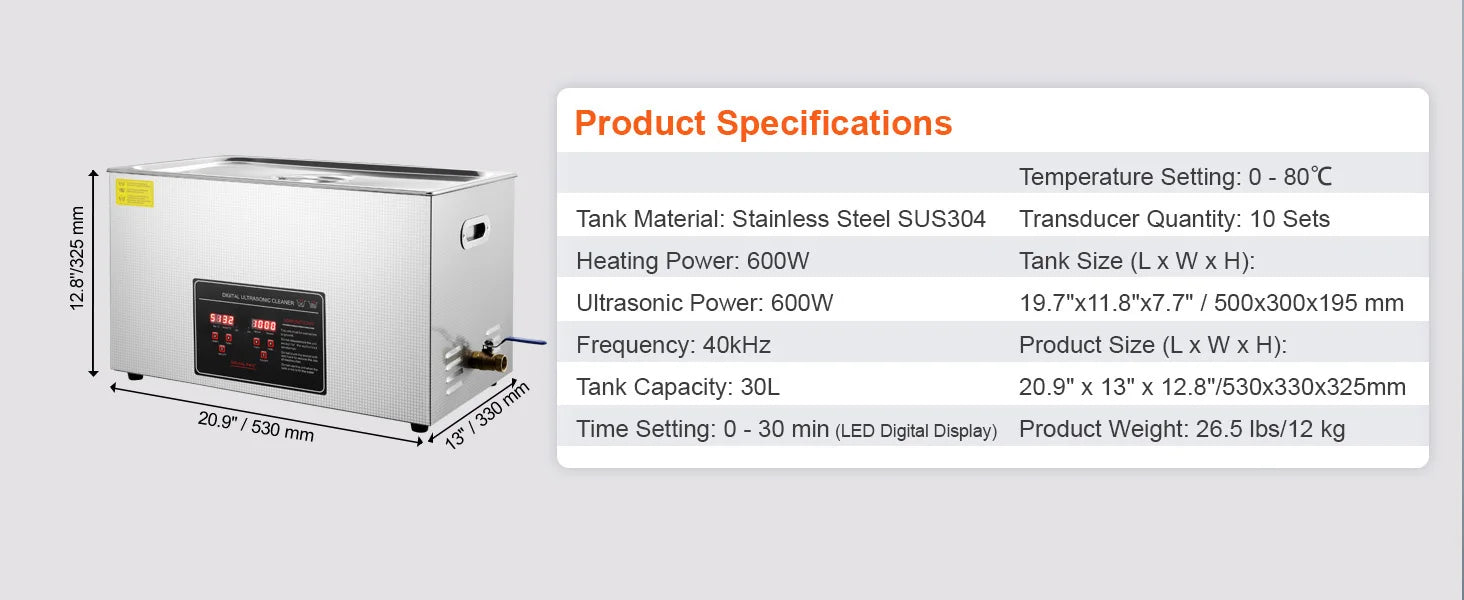 SucceBuy 2L 3L 6L 10L 22L 30L limpiador ultrasónico de acero inoxidable limpieza portátil lavadora ultrasonido electrodoméstico