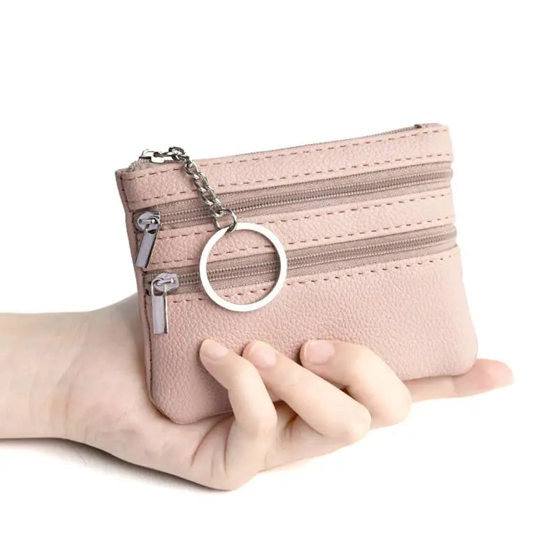 Monedero de Cuero PU 2025 Nuevo con Llavero, Monedero Impermeable con Cremallera, Resistente al Desgaste, Tarjetero para Hombre