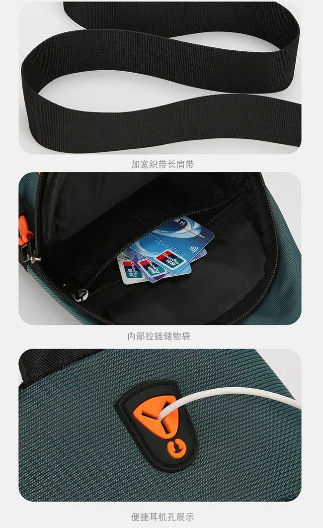 Riñoneras informales con estilo para hombre, bolso de pecho para hombre, bolso de pecho a la moda, bolso de hombro tipo bandolera de tela Oxford ligero