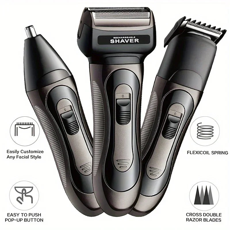 Xiaomi-Afeitadora eléctrica 3 en 1 para hombre, Kit de aseo, recortador de pelo y Barba, máquina de afeitar para cuerpo, nariz y orejas, afeitadora facial recargable