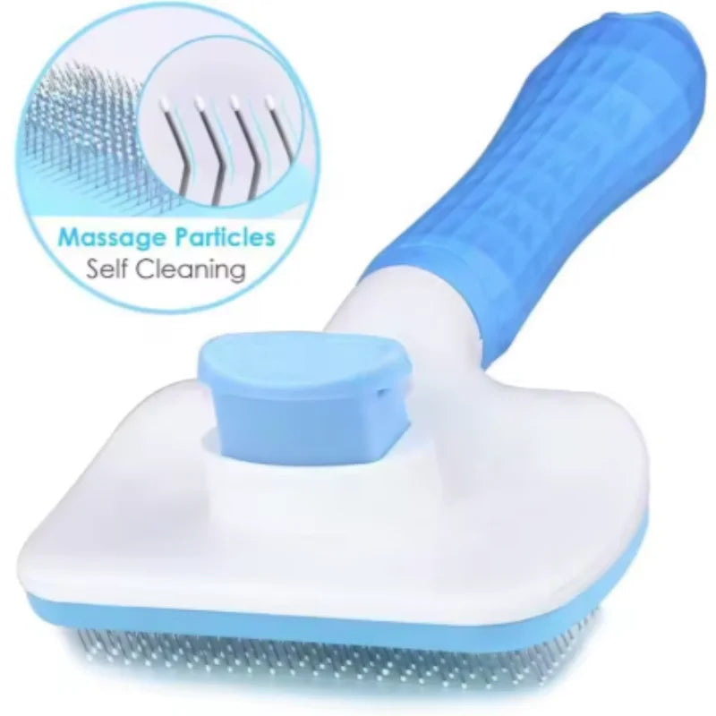 Nuevo peine de masaje para mascotas, cepillo para peinar el pelo, eliminación fácil con un clic del pelo inferior de gatos y perros para el aseo.