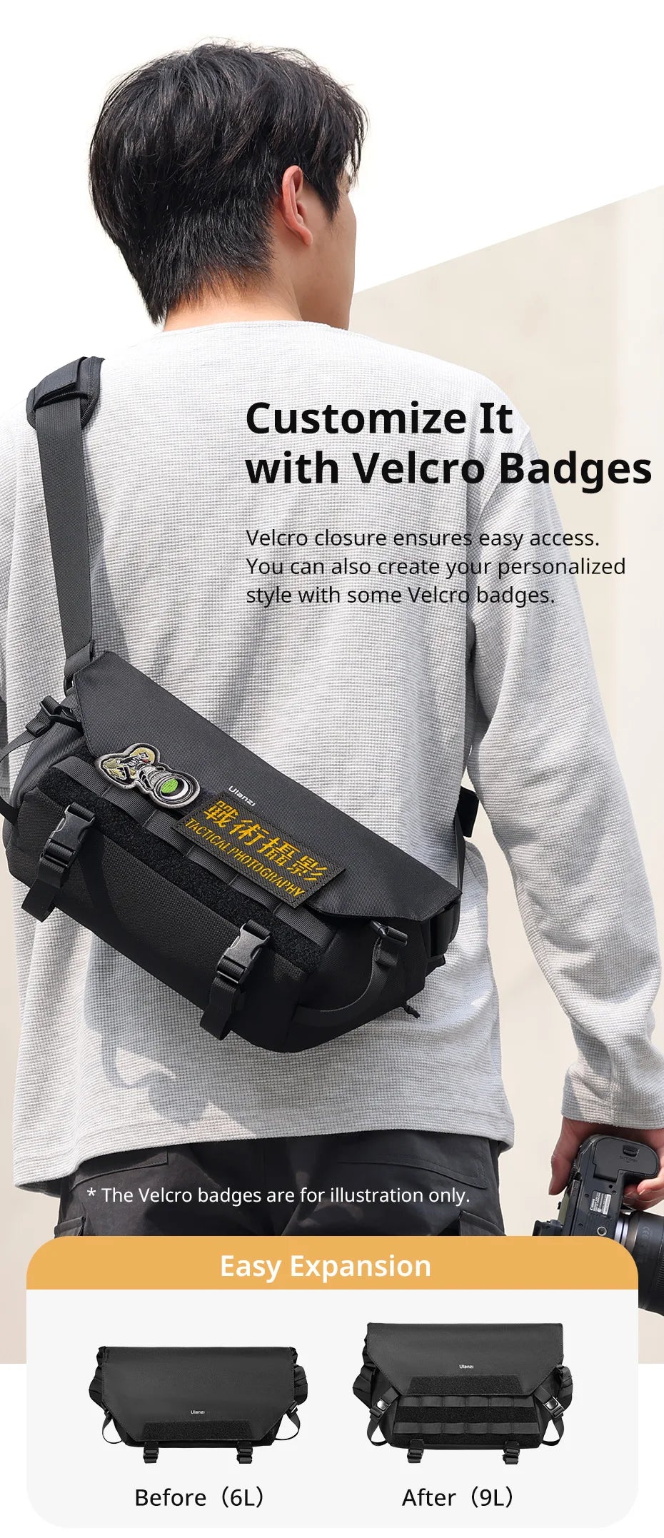 Ulanzi-Bolso de hombro BC08 para fotografía, bolsa impermeable para trípode, cámara sin Espejo, Smartphone, tableta
