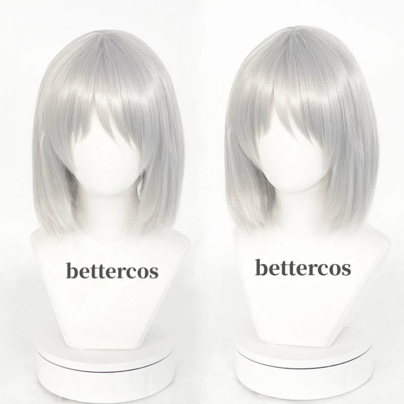 Sophie Hatter peluca corta plateada gris Bob pelo sintético resistente al calor Cosplay disfraz peluca + gorra