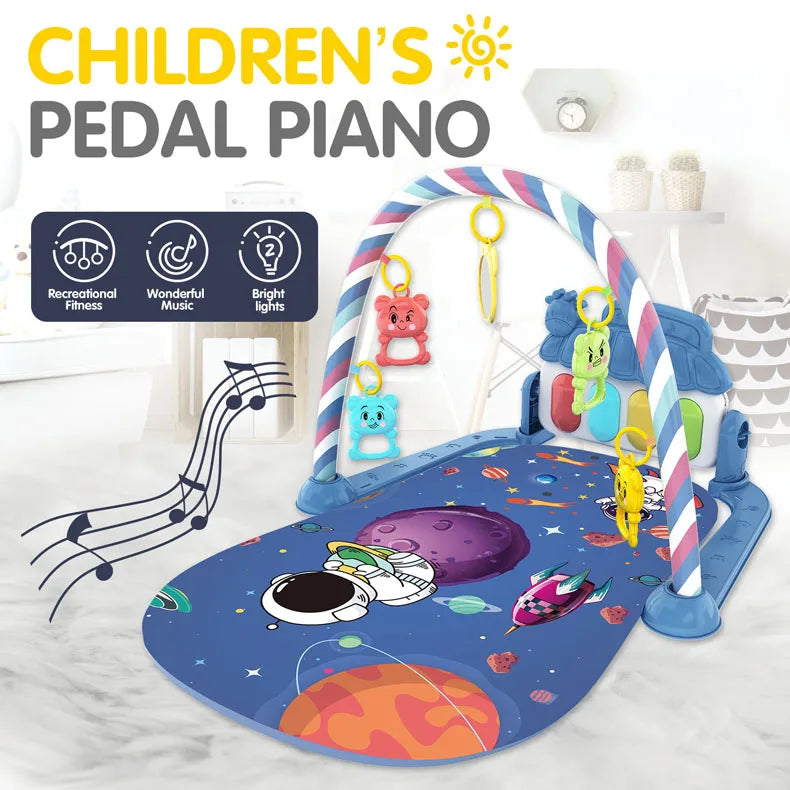Alfombra de gimnasio para actividades musicales para bebé, alfombra para recién nacido, Pedal, teclado de Piano, estante de Fitness infantil, tapete para gatear, juguetes de regalo