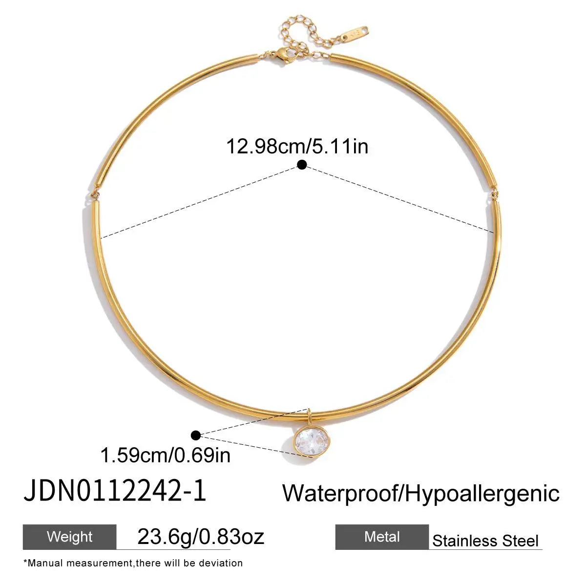 Collar con colgante geométrico de circonita para mujer, chapado en oro de 18 quilates, collar de acero inoxidable, joyería de moda, regalo.