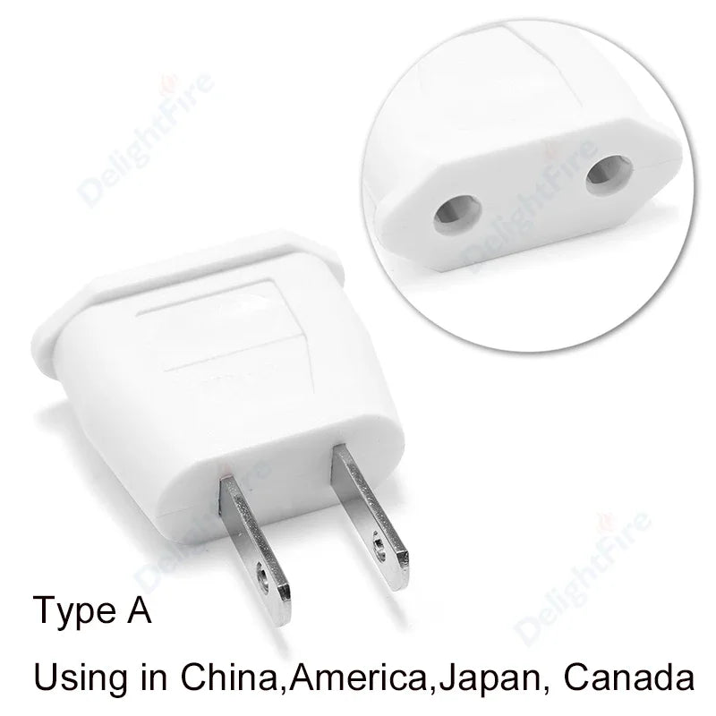 Adaptador de enchufe eléctrico estadounidense, europeo, UE a EE. UU., América, China, CN, Canadá, CA, adaptador de viaje, enchufe de 2 pines, convertidor tipo A, adaptador de corriente