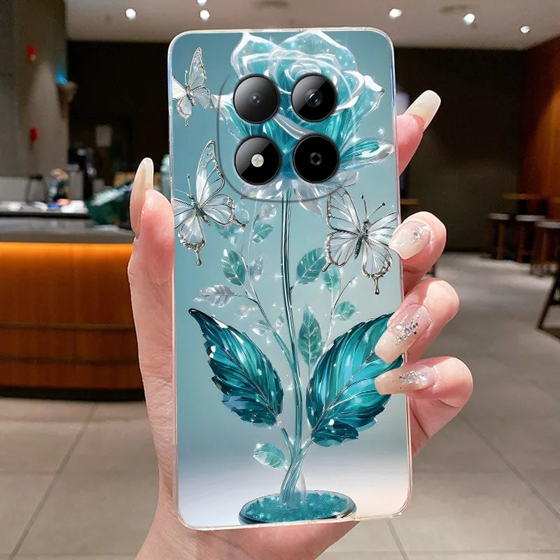 Funda para Teléfono Xiaomi Redmi Note 15 Pro 4G, Carcasa Protectora con Diseño de Lazo de Mariposa, Transparente, de Silicona TPU Suave