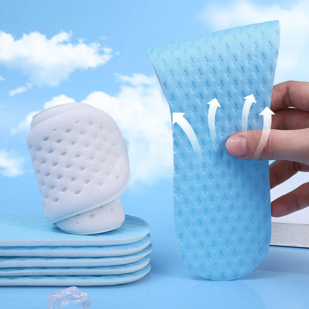 Plantillas de sensación fresca para hombre y mujer, almohadillas suaves para absorber el sudor, desodorización, calzado deportivo transpirable, plantilla descalza de alta elasticidad, 1/3/5 pares