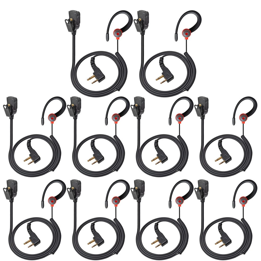 Auricular suave en forma de G para walkie talkie, auriculares de 2 pines con micrófono compatibles con Midland LXT118 GXT1000VP4 LXT500VP3 LXT600VP3