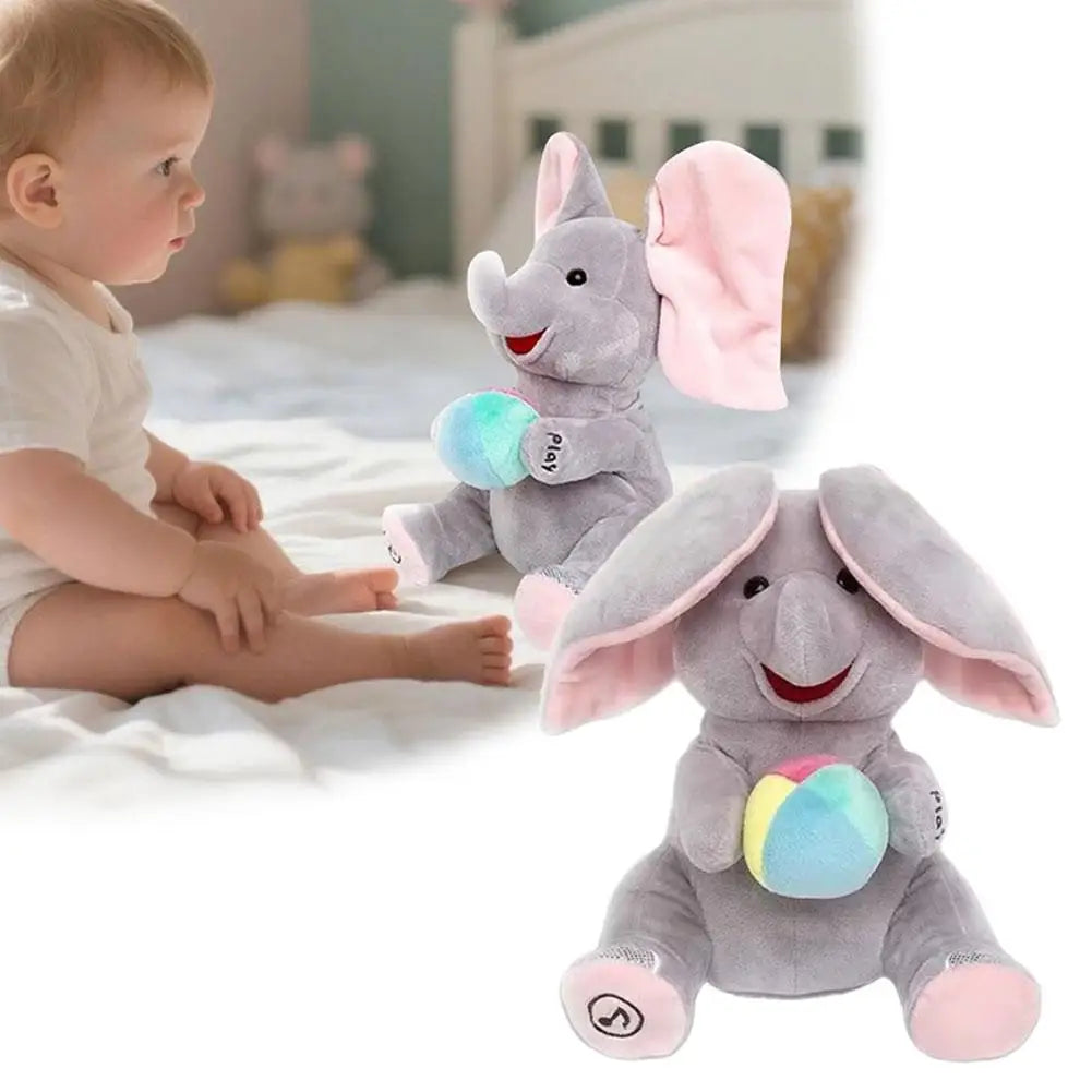 Elefante de juguete animado, elefante de peluche con orejas, juguete de peluche eléctrico móvil, elefante bonito, juguete de peluche para regalo de bebé