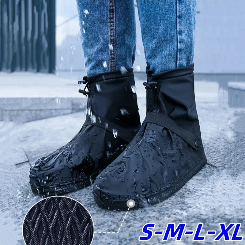 Cubrezapatos Impermeables para Lluvia, Ciclismo, Senderismo, Antideslizantes, de Cuero PU, Reutilizables, para Lluvia, Nieve, Arena Mojada
