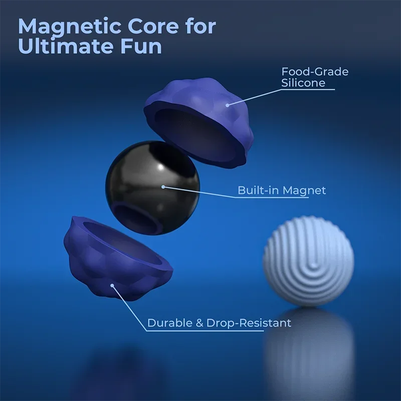 Bolas magnéticas de silicona para Fidget, bolas magnéticas de silicona extragrandes, 2 uds., 40,5mm, juguetes sensoriales para aliviar el estrés, autismo, TDAH, ansiedad
