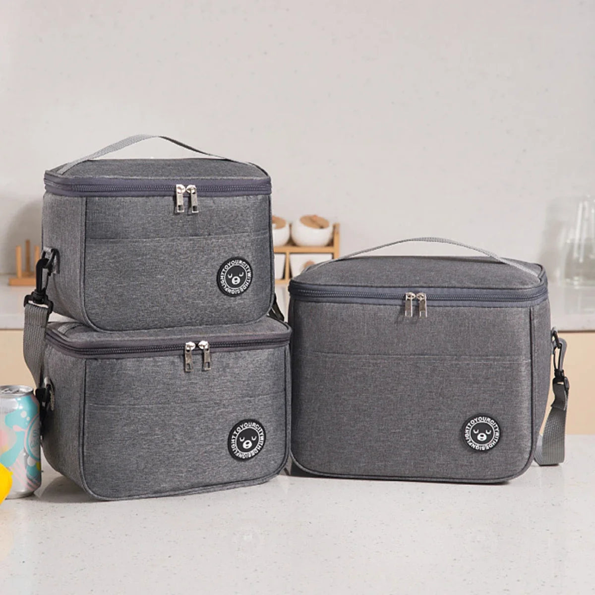 Bolsa térmica portátil con correa para el hombro, bolsa para lonchera, bolsa de almuerzo impermeable y gruesa para estudiantes.