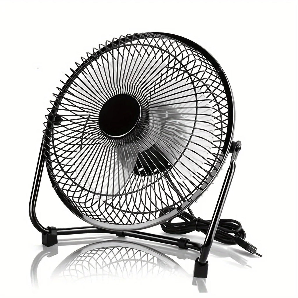 Ventilador de escritorio eléctrico USB portátil de 8 pulgadas con 2 velocidades ajustables, 4 aspas para un flujo de aire potente y rotación de 360° °   Ángulo Ajustable