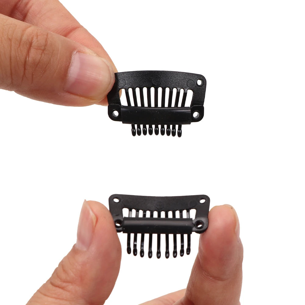 Clips de peluca de plástico negro de 32Mm, Clip a presión utilizado para extensiones de cabello, postizos de trama, pelucas, pinzas para el cabello grandes, herramientas de estilismo, accesorios para peluca