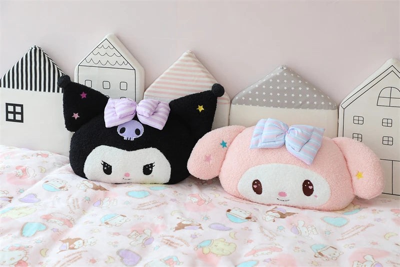 Precioso cojín trasero Kuromi My Melody para asiento de gato, reposacabezas relleno de Anime Cinnamoroll, almohada para sofá cama, decoración del hogar