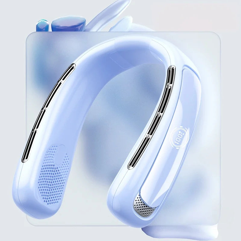 Nuevo ventilador de cuello portátil de 15000mAh pantalla Digital inteligente USB recargable al aire libre ventilador de cuello de enfriamiento silencioso sin aspas para verano