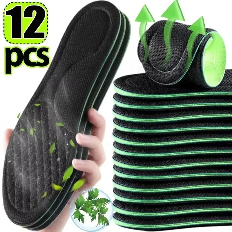 Plantillas ortopédicas de espuma viscoelástica blanda, plantilla desodorizante para zapatos deportivos, absorbe el sudor, accesorios antibacterianos para zapatos, 12/2 Uds.