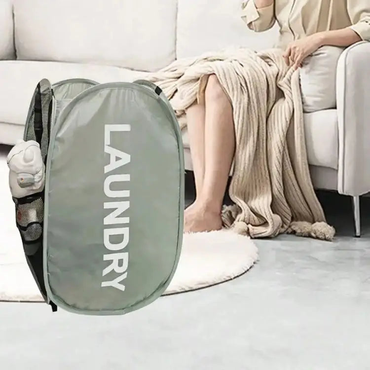 Cesto de lavandería emergente de malla portátil, cesta de lavandería plegable y transpirable de apertura amplia que ahorra espacio, artículos de baño de viaje para dormitorio