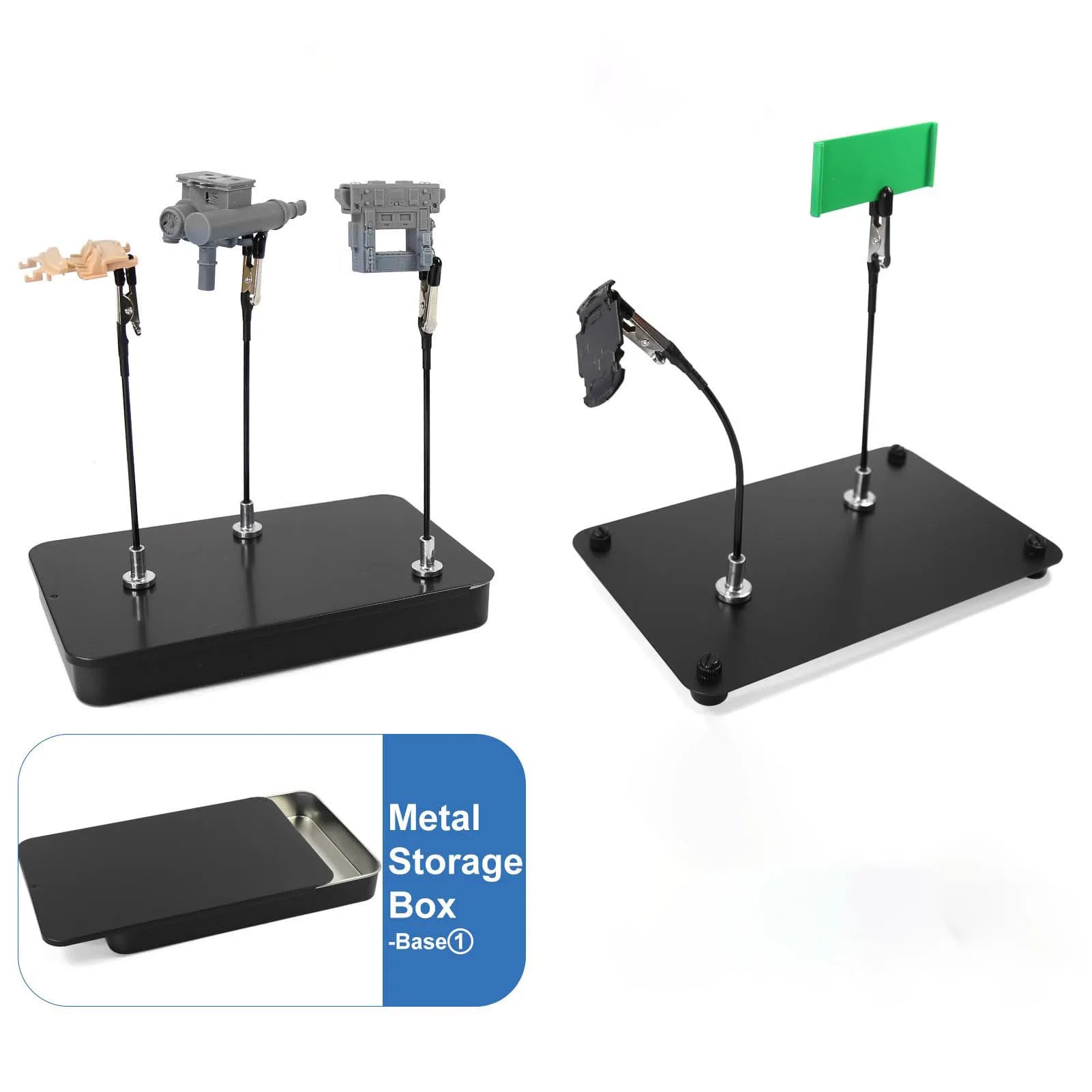 Rafford 12 piezas de palos de clip de cocodrilo de pintura de modelo flexible puntas de goma + base magnética de metal - para aerógrafo, piezas de modelo de hobby