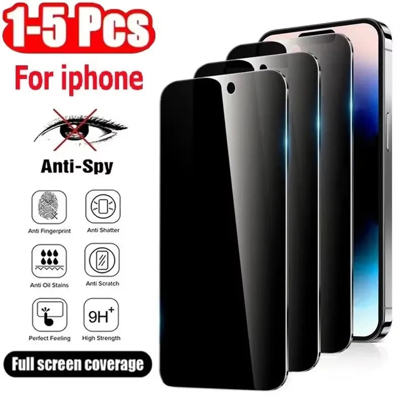 1-5 uds Protector de pantalla antiespía para iPhone 17 Air 16e 16 15 14 13 12 11 Xs Pro Max XR Plus mini vidrio templado privacidad Peep