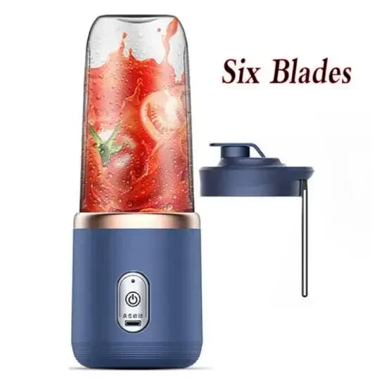 Batidoras de zumo de fruta portátiles, Mini botella eléctrica Personal de verano, USB para el hogar, máquina exprimidora de 6 hojas para cocina
