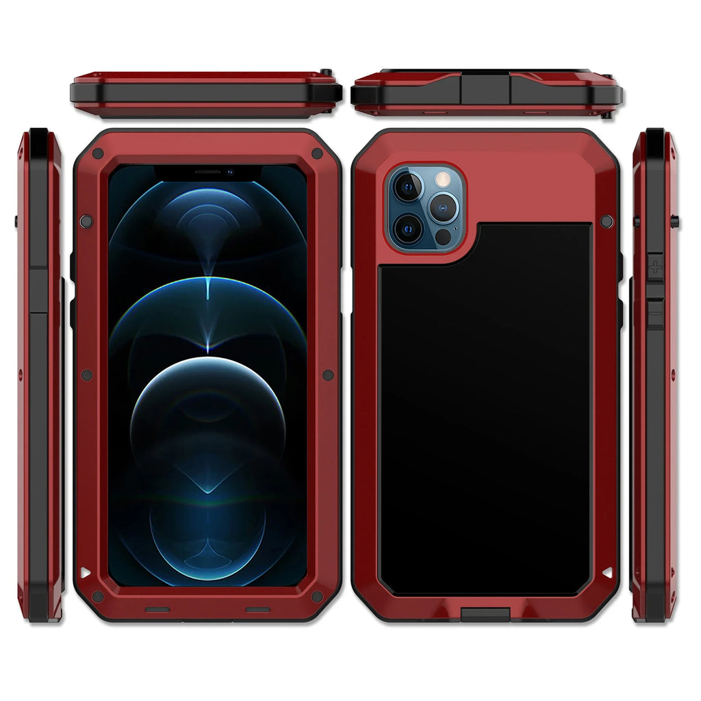 Funda protectora Armor resistente para iPhone 16 7 8 Plus XR Xs 11 12 13 15 16 Pro Max 14 Plus SE 360 cubierta de tanque de Metal a prueba de golpes