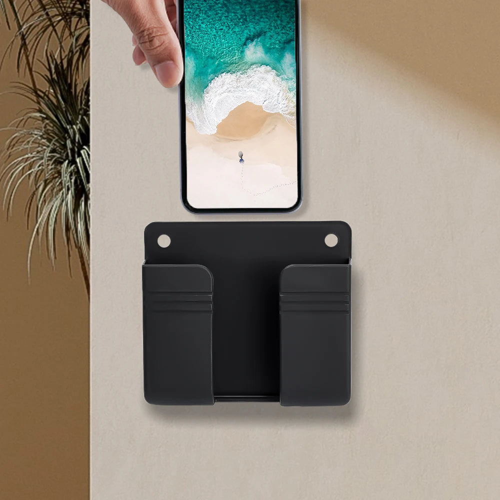 Caja de almacenamiento montada en la pared, organizador multifunción sin perforaciones, Control remoto de TV, soporte de carga para enchufe de teléfono móvil, 1-4 Uds.