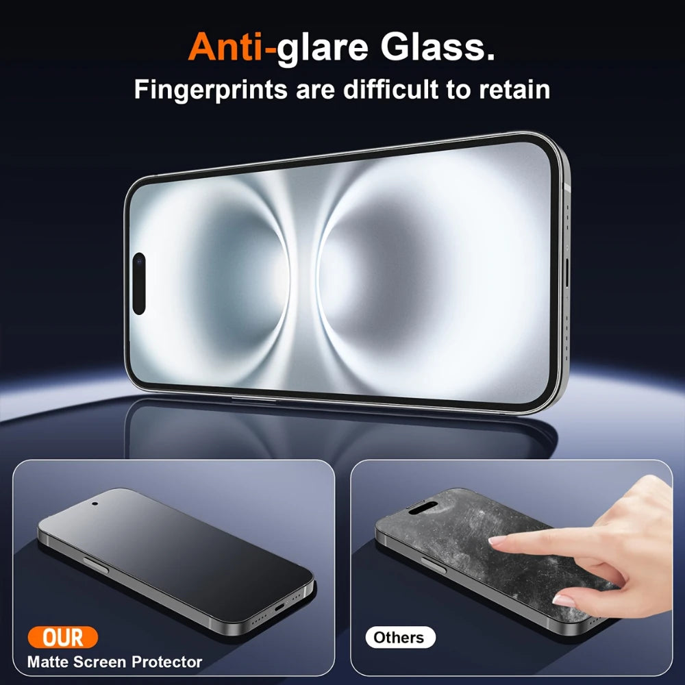 NNBILI 3 protectores de pantalla mate de alta resistencia para iPhone Series, película protectora antiespía de vidrio templado 9H+