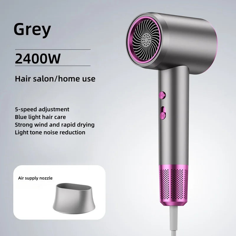 Secador de pelo de alta velocidad, venta directa del fabricante, 2400w, iones negativos de alta potencia, luz azul, cuidado del cabello, peluquería en casa, Drye