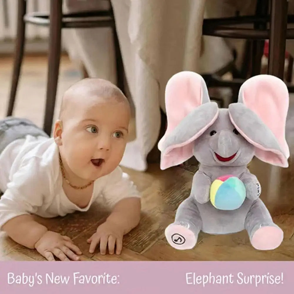 Elefante de juguete animado, elefante de peluche con orejas, juguete de peluche eléctrico móvil, elefante bonito, juguete de peluche para regalo de bebé
