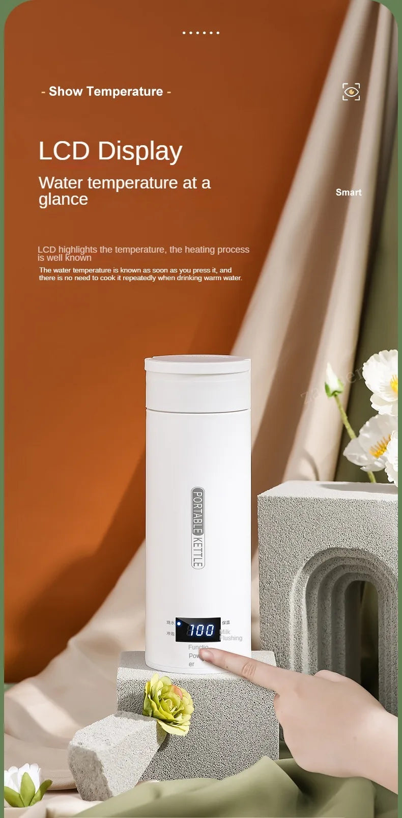 Hervidor eléctrico de viaje de 500ML, hervidor térmico portátil para agua hirviendo rápida, calentador de leche para bebé, hervidores térmicos de acero inoxidable 304