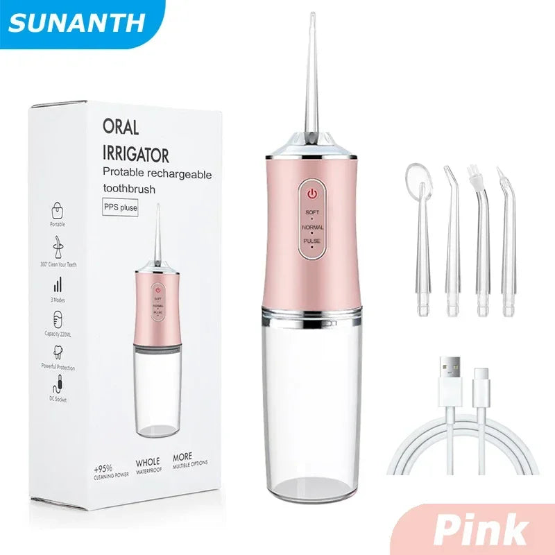 Irrigador Oral eléctrico inteligente portátil, hilo Dental de agua, 4 chorros, 3 modos, irrigador Dental recargable por chorro de agua, limpiador Dental