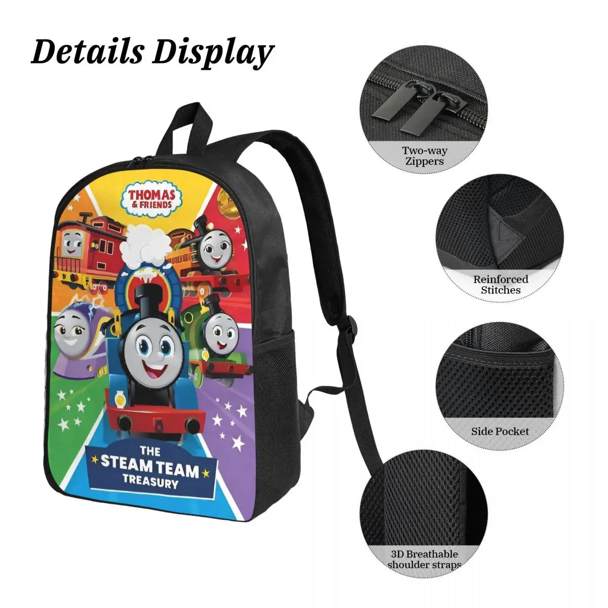 Mochila para niños t-thomas y amigos, fiambrera, bolsas para bolígrafos para niños y niñas, mochilas, mochila escolar de gran capacidad, conjunto de mochila