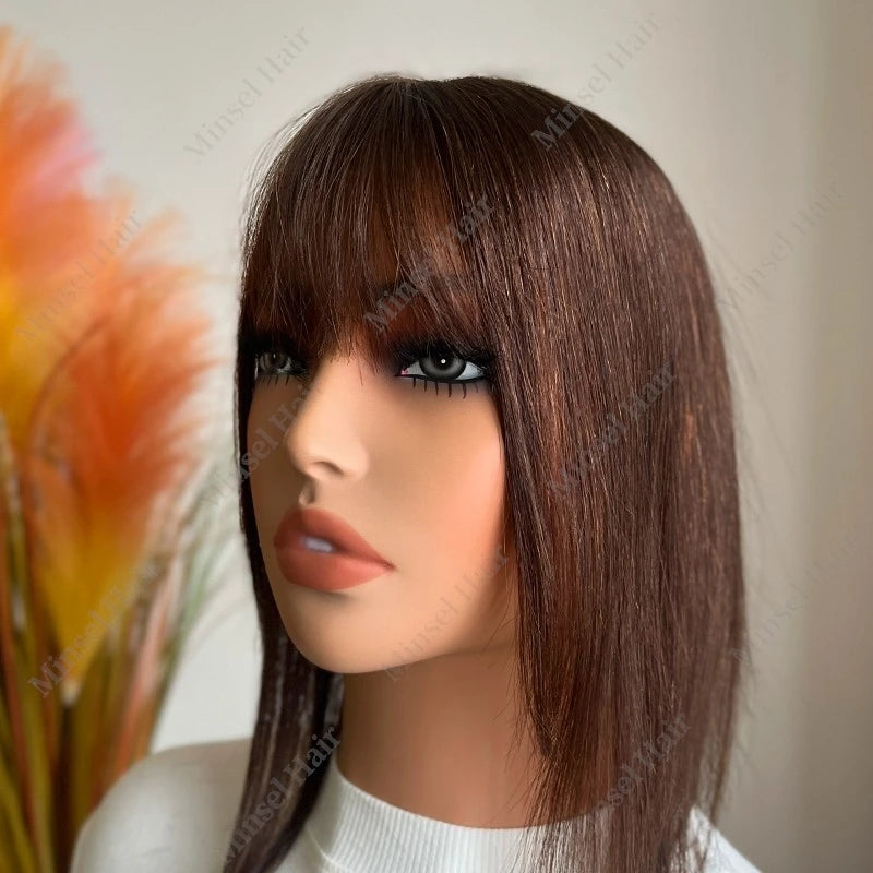 Extensiones de Cabello Humano Negro Jet con Base de PU Inyectado Tipo Piel de 7x11cm, Extensiones con Clip de Cabello Real, Se Pueden Calentar # 1 # 2 # 2C 14 pulgadas 35 cm