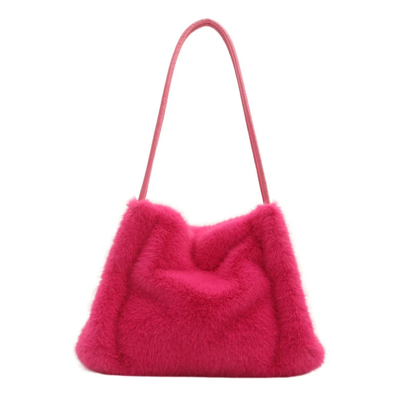 Nuevo bolso de mano de felpa para Otoño e Invierno, bolso de compras cruzado con cadena de Color sólido versátil, bolsos de mensajero con cadena de nuevo diseño para mujer