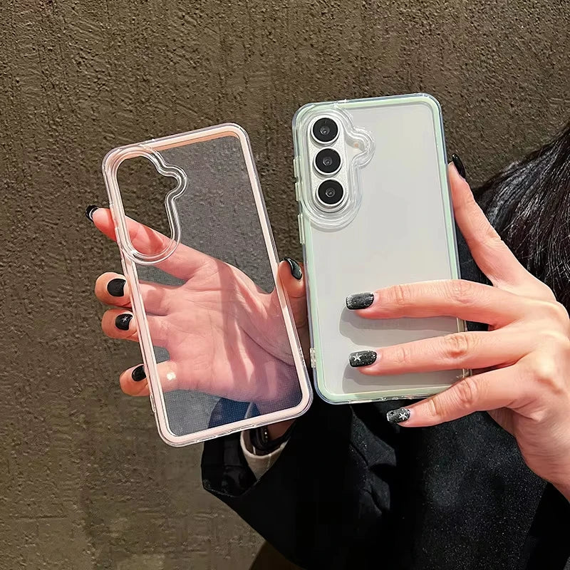 Funda Transparente de Color Caramelo para Teléfono Samsung S26 Ultra S25 A06 A07 A57 A56 A26 A37 A36 A17 A16, 2 en 1, Antigolpes