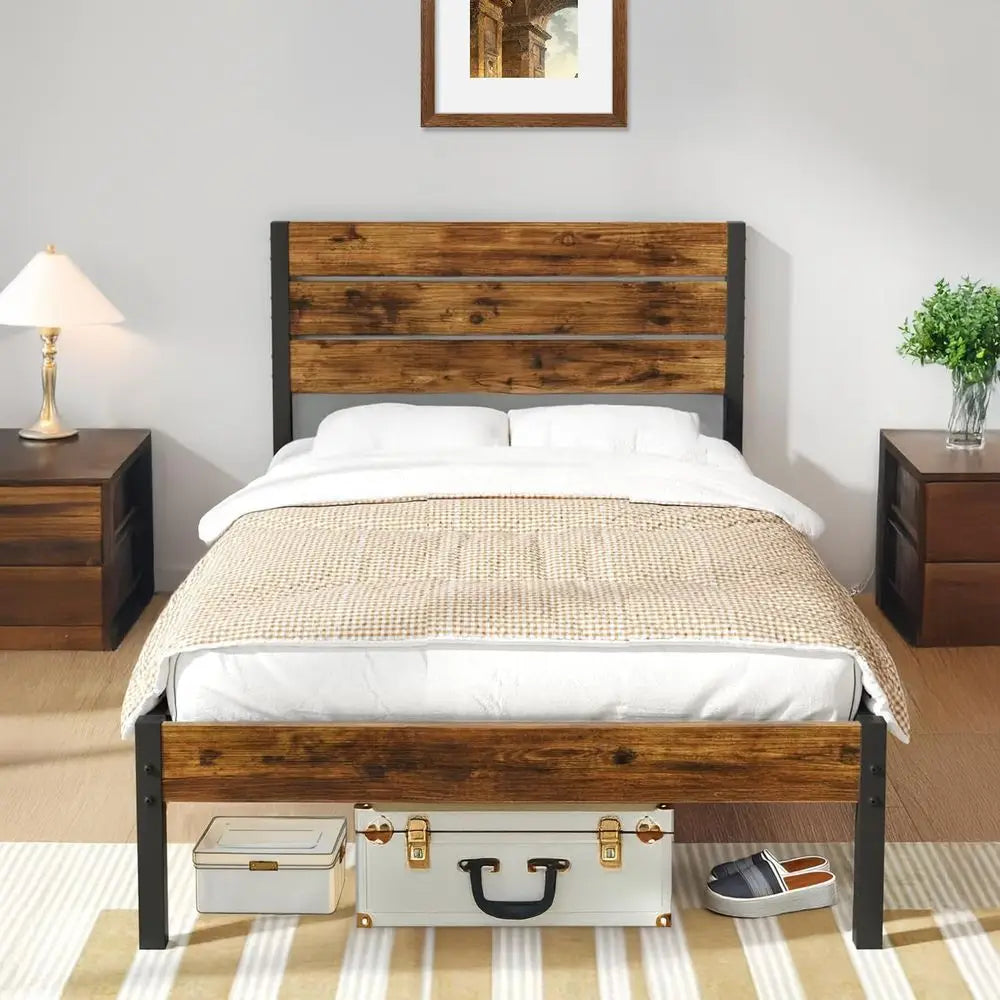 Cama Individual con Cabecera y Pie de Cama, Base de Cama con Cabecera Individual, Espacio de Almacenamiento Debajo de la Cama, B