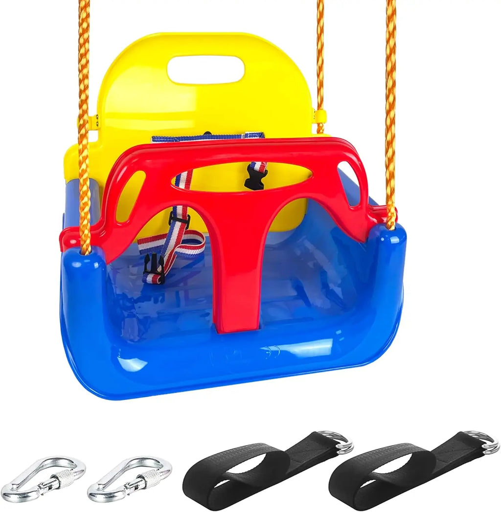 Asiento de columpio para bebé 3 en 1, columpio para niños pequeños, antideslizante y desmontable seguro para bebés y adolescentes, asiento de columpio para patio de juegos exterior