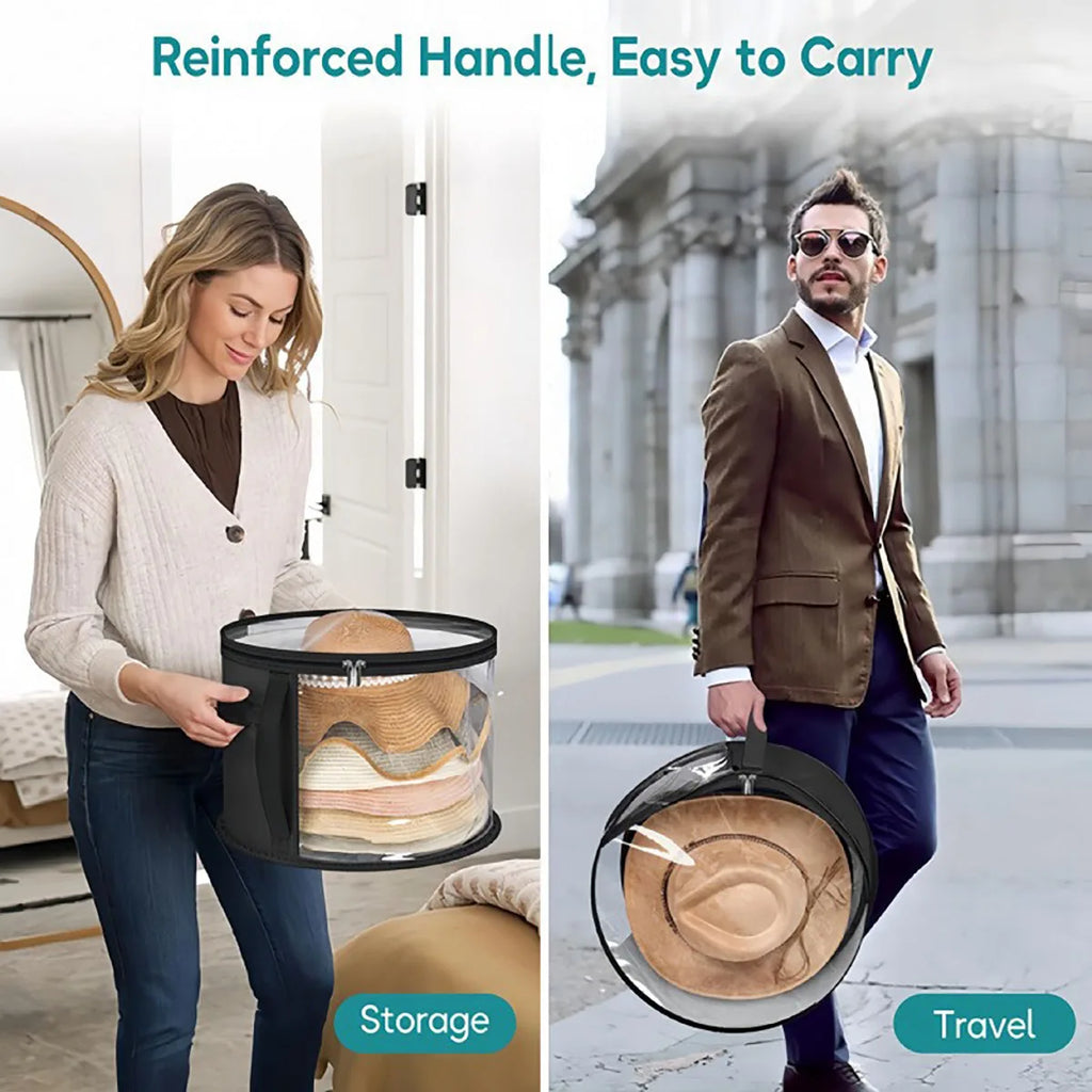 Caja de Almacenamiento Plegable Grande para Sombreros, Bolsa Transparente a Prueba de Polvo, Bolsa Portátil para Guardar Sombreros de Playa, Bolsa para Sombreros de Ala Redonda de Mezclilla