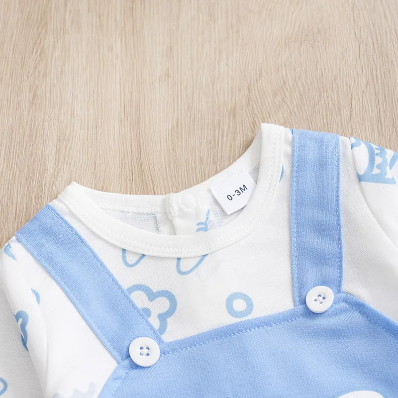 Disfraz de otoño de manga larga para niño pequeño, mono para recién nacido, niño y niña, conejo de 0 a 18 meses, cuello redondo, pelele suave de conejito de dibujos animados, garabatos
