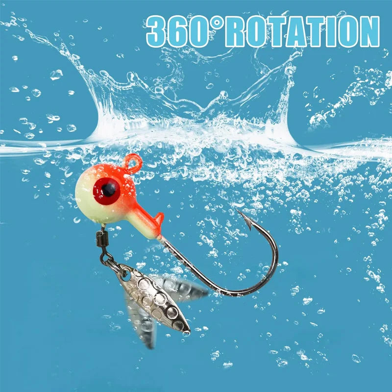 Cabezas de jig para pesca en agua dulce, señuelos, cabezas de jig con ojo, 20 unidades, anzuelos pintados, jigs de pesca para lubina/crappie, 1/8, 3/16, 1/4, 3/8 oz