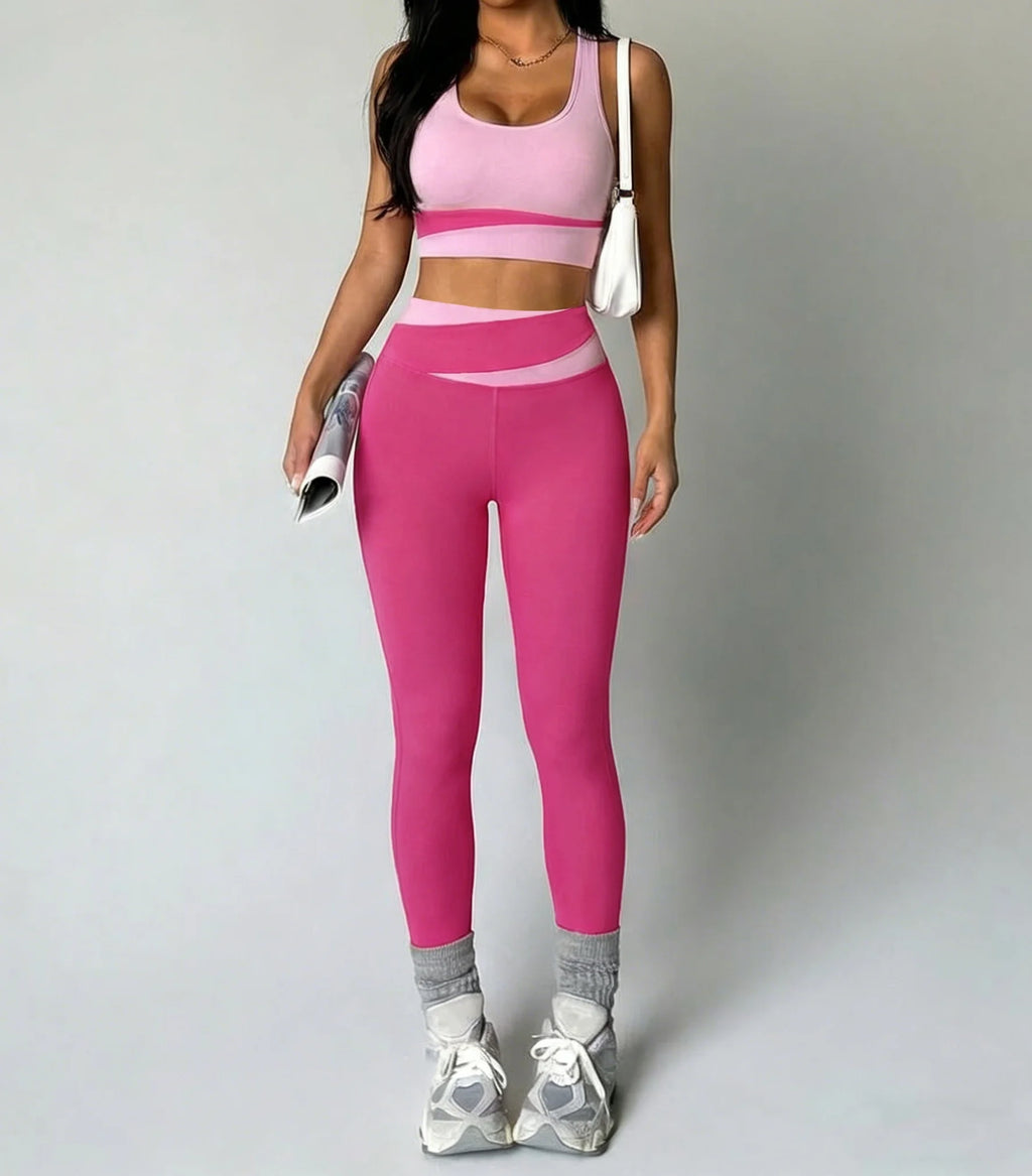 Conjunto de yoga para mujer, ropa deportiva sexy, sujetador deportivo, traje deportivo, leggings transpirables de cintura alta, conjunto atlético para gimnasio, ropa deportiva para entrenamiento.