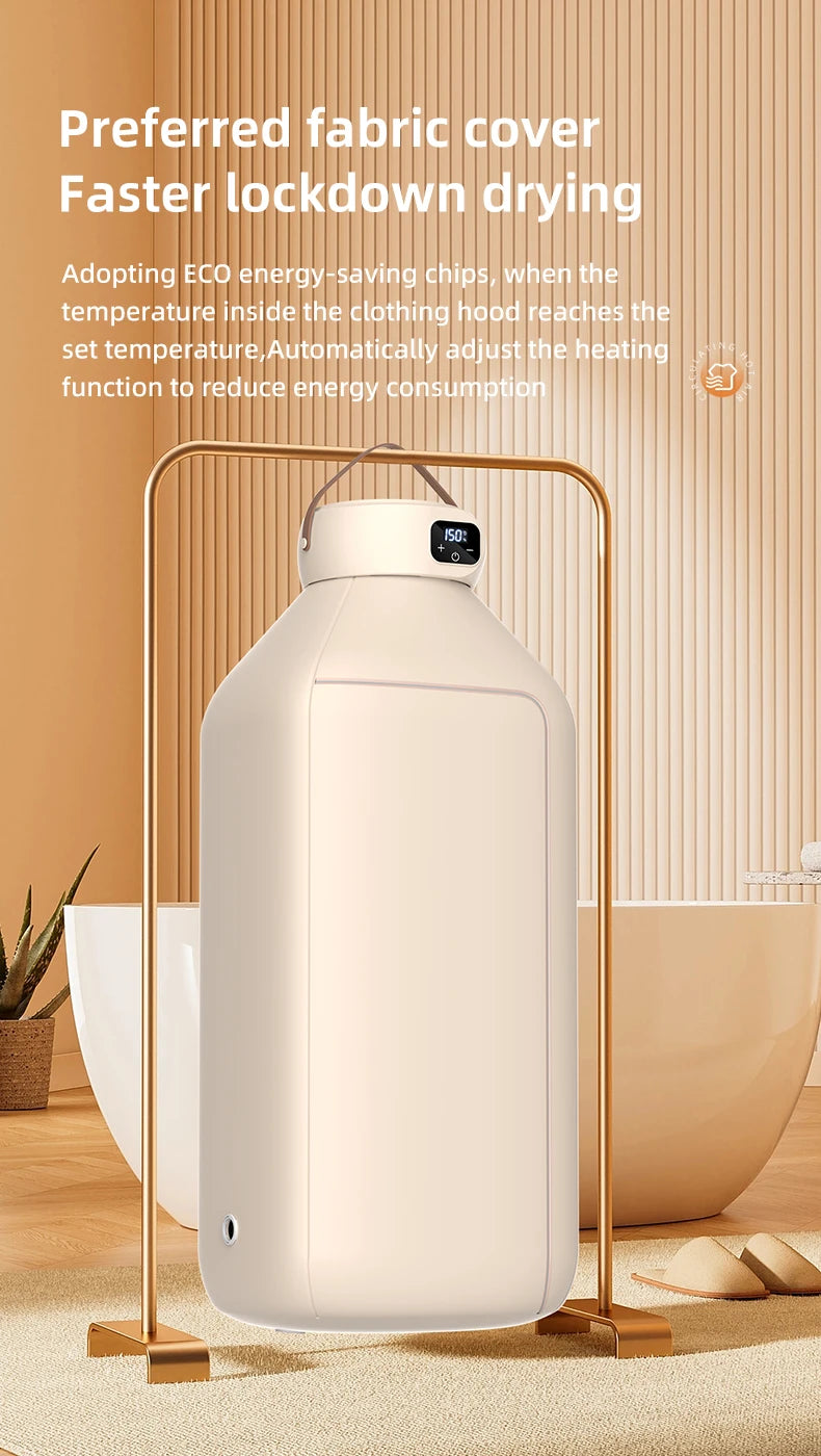 Secador eléctrico portátil, secador multifuncional, plegable, temporizado, secado rápido, bajo ruido, calefacción de aire caliente, cuidado de la ropa, Mini secador