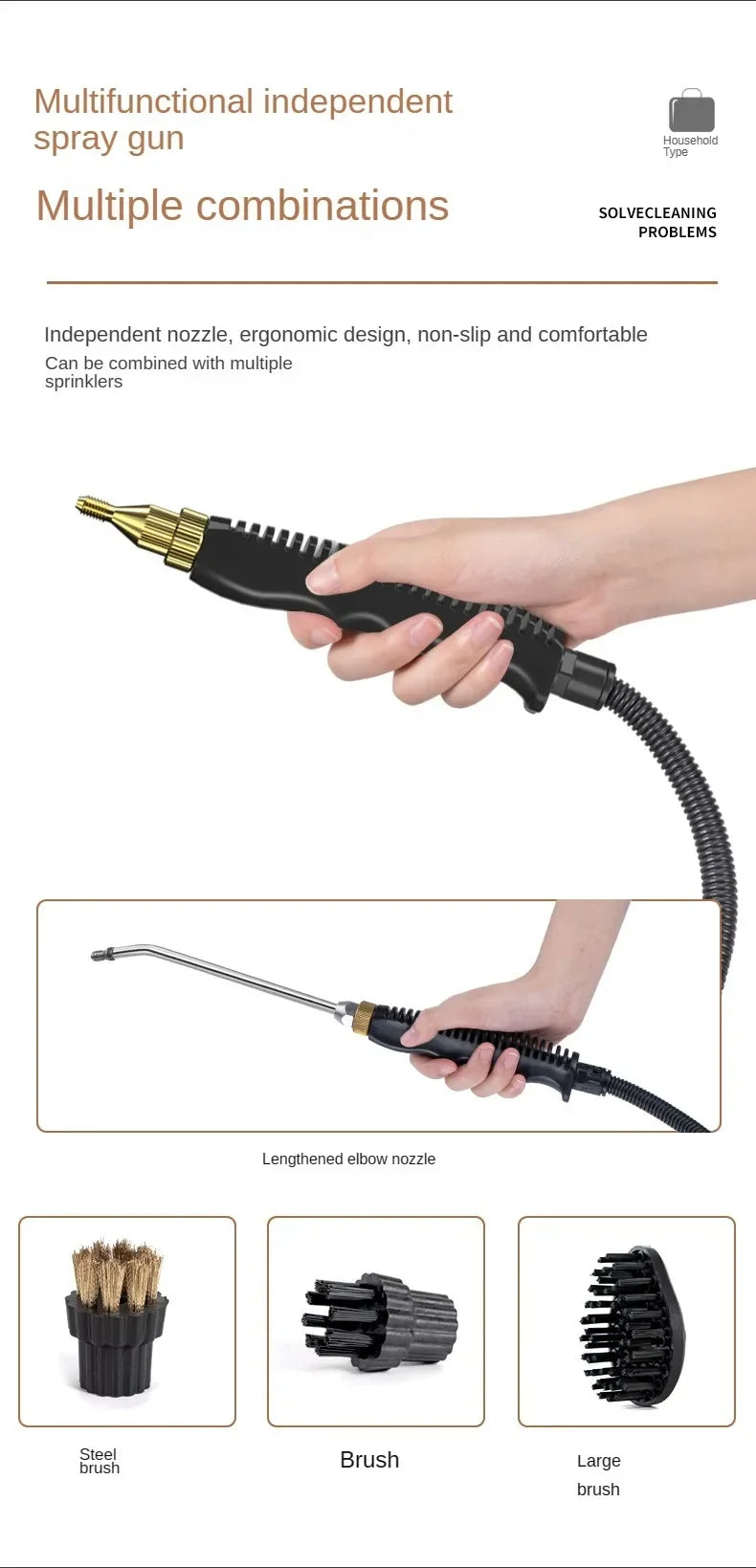 Limpiador a vapor de presión de alta temperatura de 2500W para el hogar, cocina, máquina de limpieza portátil de mano para coche