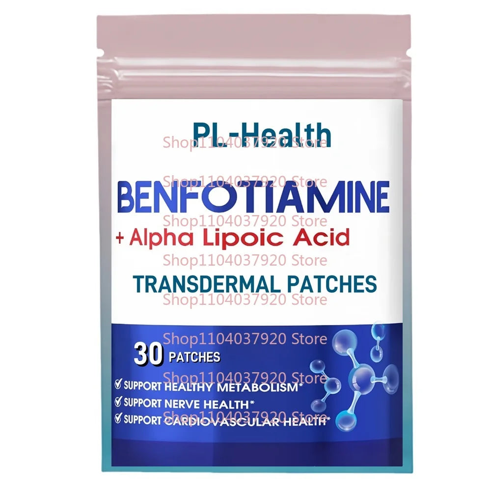 30 parches Benfotiamina Parches transdermicos con ácido alfa lipoico - Máxima potencia - Apoya el metabolismo saludable