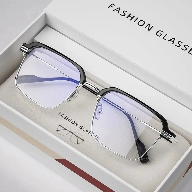 Gafas de lectura cuadradas a la moda para hombres y mujeres, gafas para presbicia con marco de Metal antiluz azul, gafas antifatiga para ordenador de 0 a + 4,0