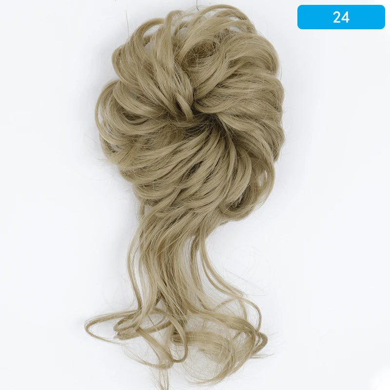 AZQUEEN-extensión de cabello de moño desordenado, banda elástica sintética, moño ondulado rizado, Scrunchies Donut Updo, postizo para mujer