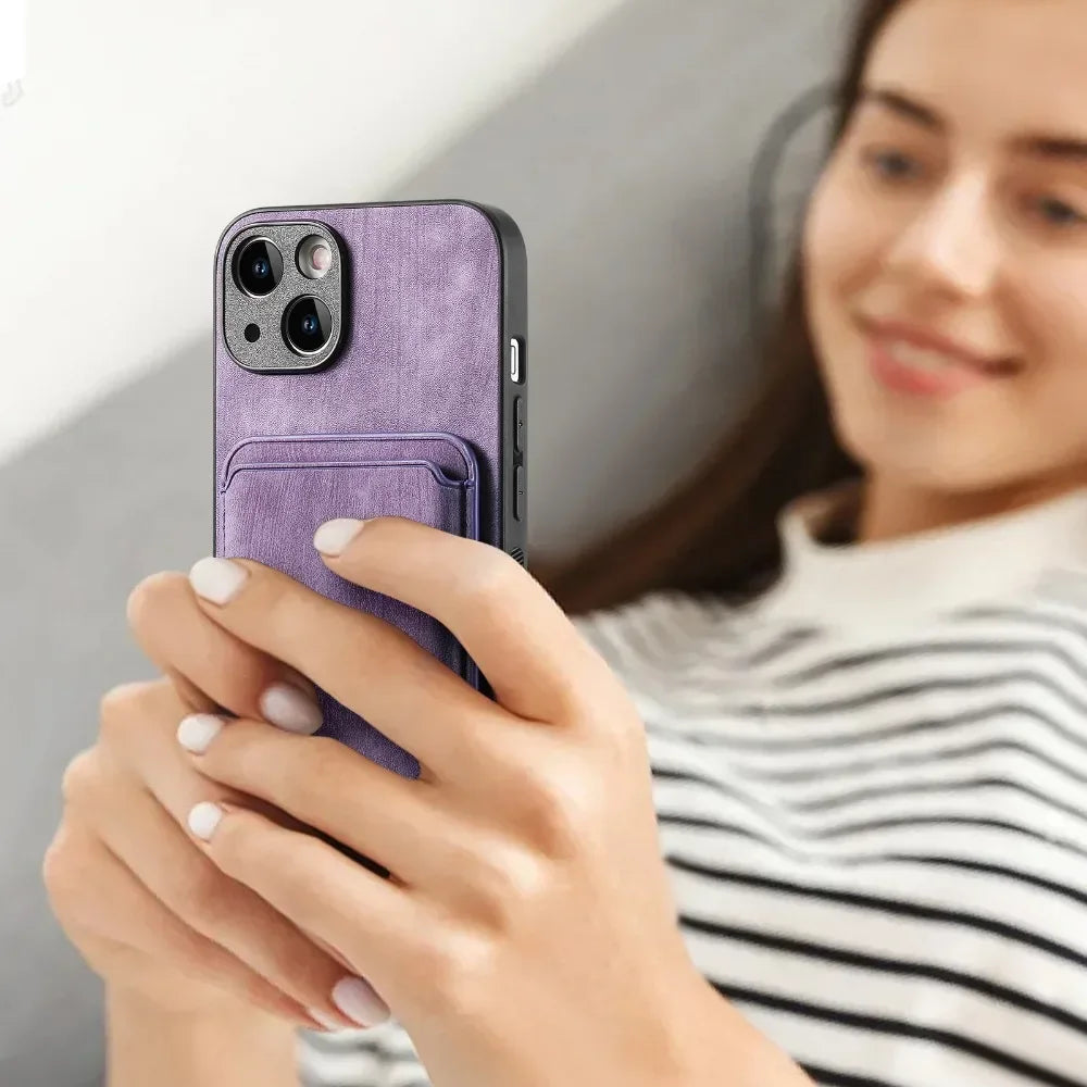Funda de Cuero Vintage con Tarjetero Magnético Desmontable para iPhone 11 12 13 14 15 16 17 Pro Max Plus, Funda Protectora