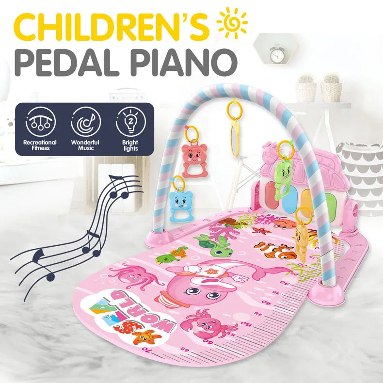 Alfombra de gimnasio para actividades musicales para bebé, alfombra para recién nacido, Pedal, teclado de Piano, estante de Fitness infantil, tapete para gatear, juguetes de regalo
